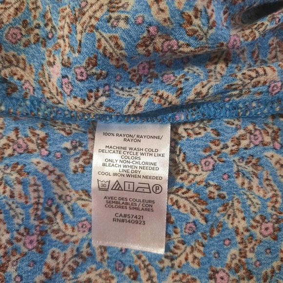 Loft Womens Ditsy Floral Peblum Ruffle Tie Neck Peasant Style Blouse Size Medium - Picture 7 of 9